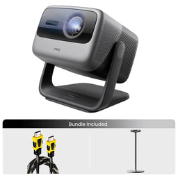 JMGO N1S Ultimate Triple-Laser 4K Lifestyle Projector with 3300 ISO Lumens & Google TV Includes Floor Stand and 4K HDMI 2.1 Cable Bundle