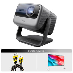 JMGO N1S Ultimate Triple-Laser 4K Lifestyle Projector with 3300 ISO Lumens & Google TV Includes 100" Portable Screen and 4K HDMI 2.1 Cable Bundle