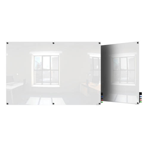 Ghent Ghent HMYSM48WH 4'x8' Harmony Magnetic Glass Board- Square Corners-White-4 Magnets, 4 Markers,Eraser
