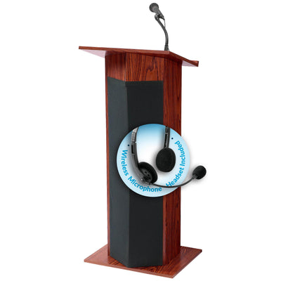 The Power Plus Lectern with Wireless  Headset mic (Mahogany)