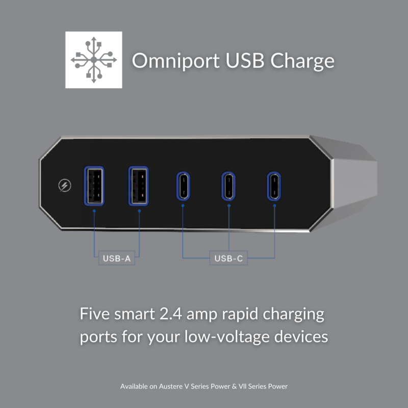 Austere Power V Series 8-Outlet with Omniport USB (North America) | 5S-PS8-US1