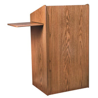 Aristocrat Full Floor Lectern/Podium with 2 Built-in and 1 Slide-Out Side Shelf in MediumOak- 600MO