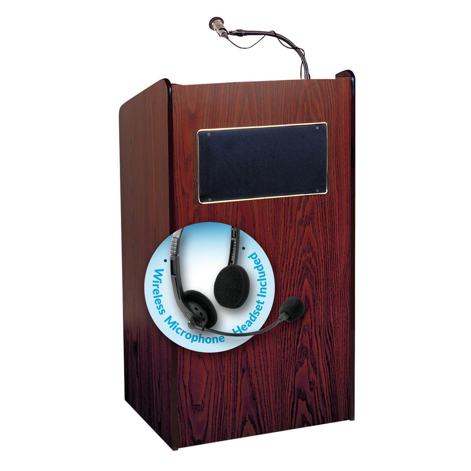 The Aristocrat Sound Lectern (Sound, Mahogany) with headset wireless m ...