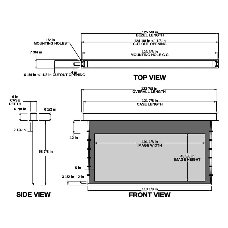 Stewart Cascade G2 CASG2110CST13G4CLW-12-2-5 Electric - 110" (43.375x101.125) - Ultrawide [21:9] - 1.3 Gain - Dimension Drawing