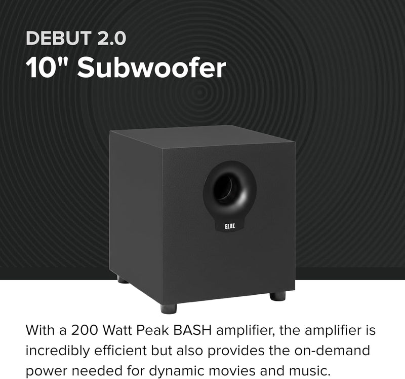 ELAC Debut 2.0 S10.2 10" 200W Subwoofer - Matte Black