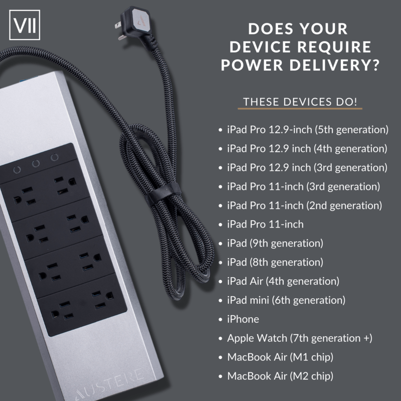 Austere Power VII Series 8-Outlet with Omniport USB+PD (North America) | 7S-PS8-US1