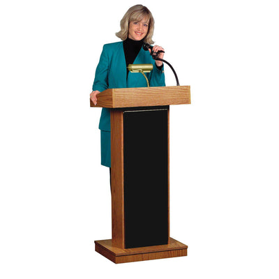 The Orator Lectern (Fixed-height, Mahogany) & Wireless Headset Mic