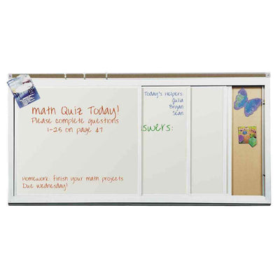 Best-Rite 824HM 12'W x 4'H Horizontal Sliding Board (4 Track/4 Panel) with Alumium Trim and Tray