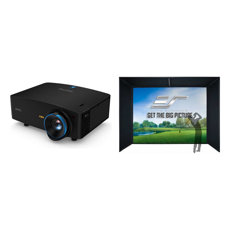 BenQ LK936ST 4K Short Throw Laser Projector 5100 lumens + Elite GSB13x10-IPW1145 GolfSim Bay Commercial Grade Multi-Sport/Golf Simulator Impact Screen Bundle