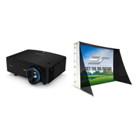BenQ LK936ST 4K Short Throw Laser Projector 5100 lumens + Elite GSP0810-IPW350 GolfSim Portable Multi-Sport/Golf Simulator Impact Screen Bundle