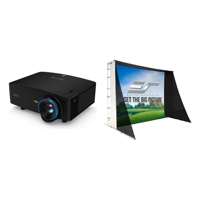 BenQ LK936ST 4K Short Throw Laser Projector 5100 lumens + Elite GSP0810-IPW350 GolfSim Portable Multi-Sport/Golf Simulator Impact Screen Bundle
