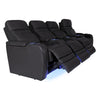 RowOne Cortes Black Leather 4 Chair Straight Row Motorized