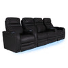 RowOne Cortes Black Leather 4 Chair Straight Row with Loveseat Motorized