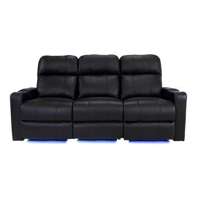 RowOne Prestige Black Leather 3 Seat Sofa Motorized