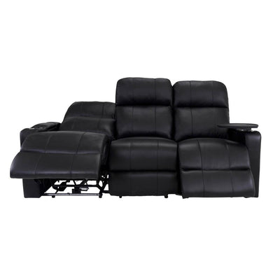 RowOne Prestige Black Leather 3 Seat Sofa Motorized