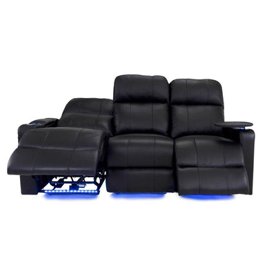 RowOne Prestige Black Leather 3 Seat Sofa Motorized