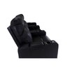 RowOne Prestige Black Leather 3 Chair Straight Row Motorized