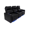 RowOne Prestige Black Leather 3 Chair Straight Row Motorized