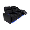 RowOne Prestige Black Leather 3 Chair Straight Row Motorized