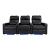 RowOne Prestige Black Leather 3 Chair Straight Row Motorized