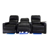 RowOne Prestige Black Leather 3 Chair Straight Row Motorized