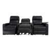 RowOne Prestige Black Leather 3 Chair Straight Row Motorized