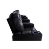 RowOne Prestige Black Leather 4 Chair Straight Row Motorized