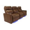 RowOne Prestige Brown Leather 3 Chair Straight Row Motorized