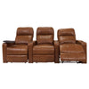 RowOne Prestige Brown Leather 3 Chair Straight Row Motorized