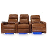 RowOne Prestige Brown Leather 3 Chair Straight Row Motorized