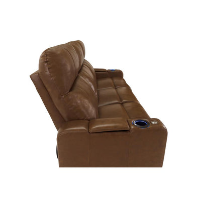 RowOne Prestige Brown Leather 3 Seat Sofa Motorized