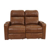 RowOne Prestige Brown Leather 2 Seat Loveseat Motorized
