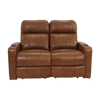 RowOne Prestige Brown Leather 2 Seat Loveseat Motorized