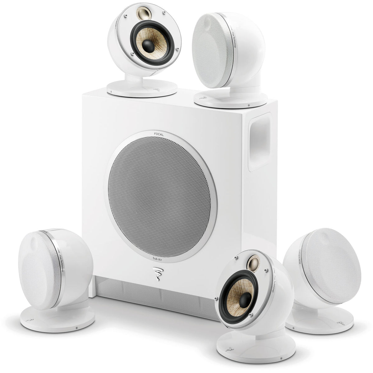 Focal Dôme Flax 5.1 Surround Sound System with Sub Air Wireless Subwoofer (White)