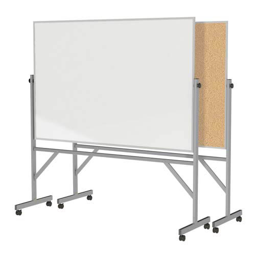 Ghent 77.25" x 78.125" Aluminum Frame Reversible Acrylate Marker/Natural Cork w/ 4 Markers & Eraser