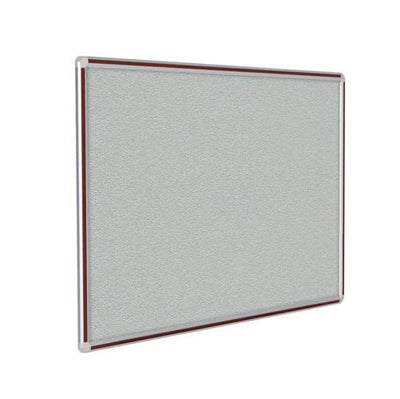 Ghent 72" x 48" DecoAurora Aluminum Frame Gray Vinyl Tackboard - Mahogany Trim