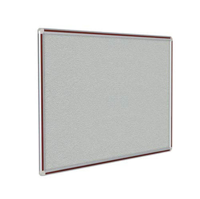 Ghent 96" x 48" DecoAurora Aluminum Frame Gray Vinyl Tackboard - Mahogany Trim