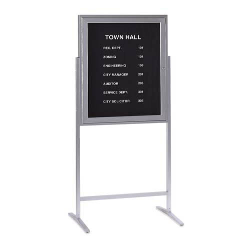 Ghent 3" x 36" Sentry Enclosed Letterbd Satin Alum Frame includes set of 3/4" Gothic Font Letters