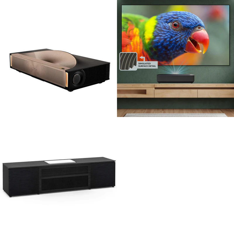 Hisense L9Q + Spectra Helios 100" Fresnel Fixed Frame Screen + Salamander Chicago Cabinet Bundle