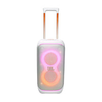 JBL PartyBox Stage 320 Portable party speaker - JBL Pro Sound, lightshow, splashproof, telescopic handle, wheels - White
