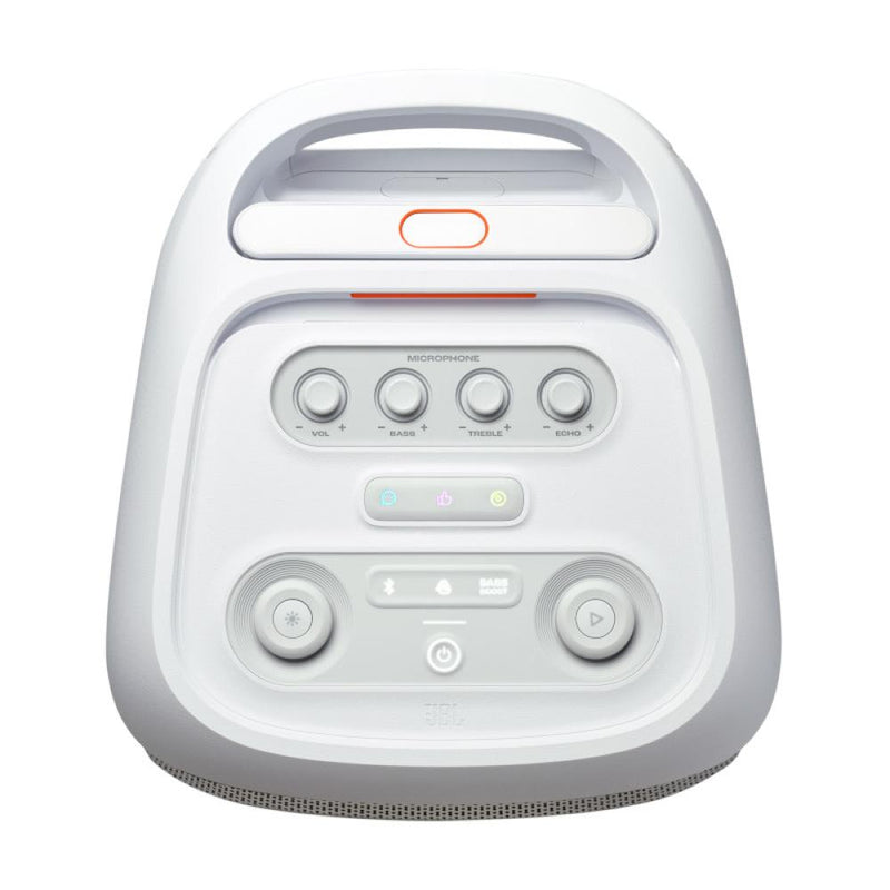 JBL PartyBox Stage 320 Portable party speaker - JBL Pro Sound, lightshow, splashproof, telescopic handle, wheels - White