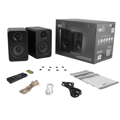 Kanto Living YU4 2-Way Powered Bookshelf Speakers (Matte Black, Pair)