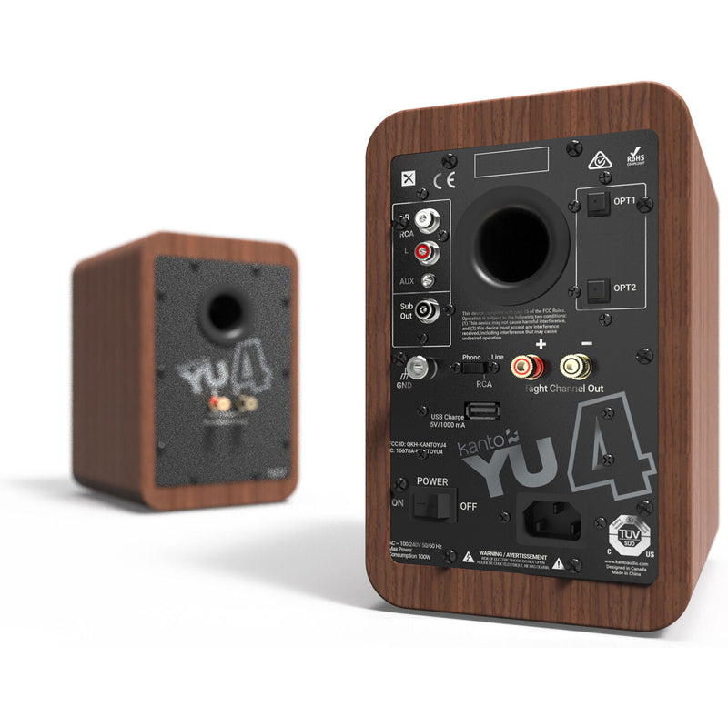 Kanto Living YU4 2-Way Powered Bookshelf Speakers (Walnut, Pair ...