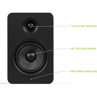 Kanto Living YUP6 2-Way Bookshelf Speakers (Matte Black, Pair)