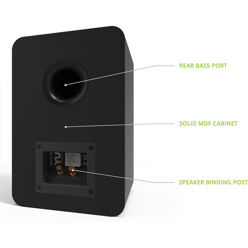 Kanto Living YUP6 2-Way Bookshelf Speakers (Matte Black, Pair)