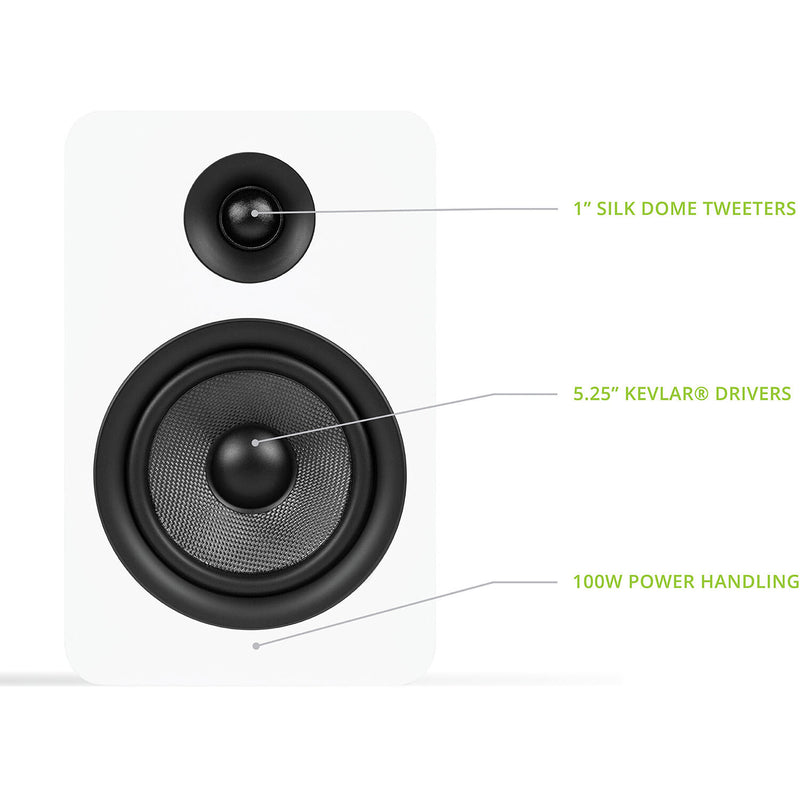 Kanto Living YUP6 2-Way Bookshelf Speakers (Matte White, Pair)