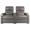 RowOne Prestige Gray Leather 2 Chair Straight Row Motorized