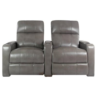 RowOne Prestige Gray Leather 2 Chair Straight Row Motorized