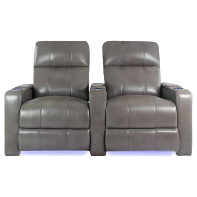RowOne Prestige Gray Leather 2 Chair Straight Row Motorized