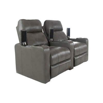 RowOne Prestige Gray Leather 2 Chair Straight Row Motorized